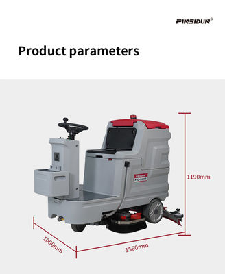 Two Brushes Sweeper Scrubber Red And Grey Multi Functional Ride On Dryer Machine