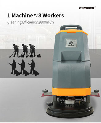 100Ah Walk Behind Garage Gym Floor Cleaning Machine With 19 Inch Brush