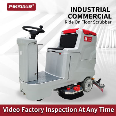 Red Double Brush  Ride On Floor Scrubber Cleaner Machine Electric ABS Material Clean Machine