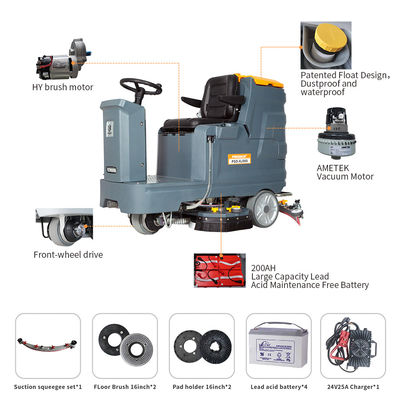 High Quality Commercial Double Brush Driving Floor Scrubber For Warehouse
