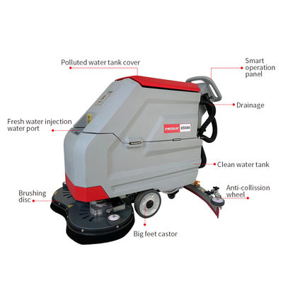 Red Commercial Double Brush Walk Behind Wash Floor Machine Dryer